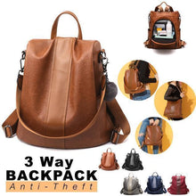 Load image into Gallery viewer, PREMIUM Premium Leather Three Way Anti-Thief Women's Backpack
