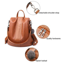 Load image into Gallery viewer, PREMIUM Premium Leather Three Way Anti-Thief Women's Backpack
